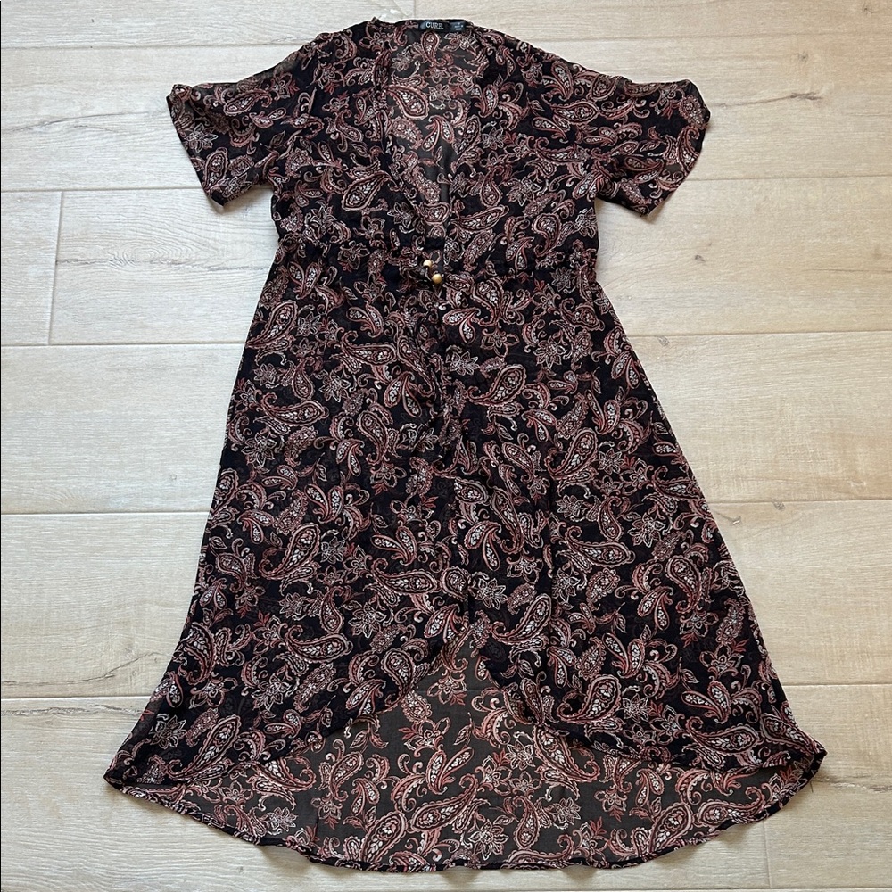 Paisley Print Midi Jacket in Black and Brown